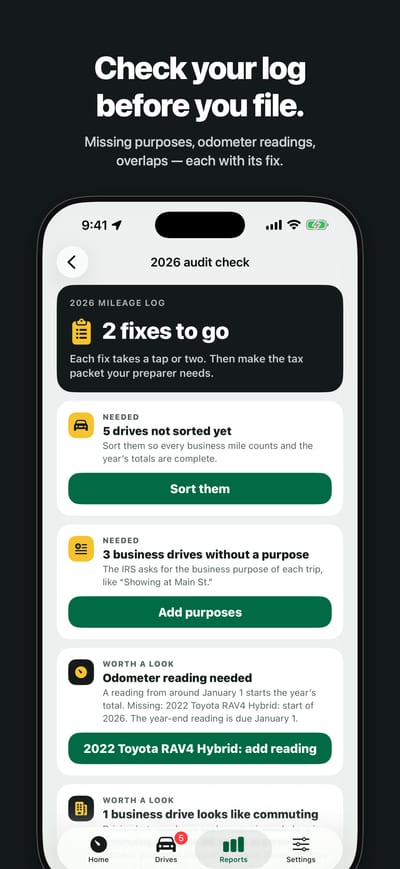 Check your log before you file: the 2026 audit check, with two fixes to go.